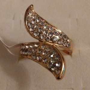 Gold Plated Swirl CZ Diamond Ring